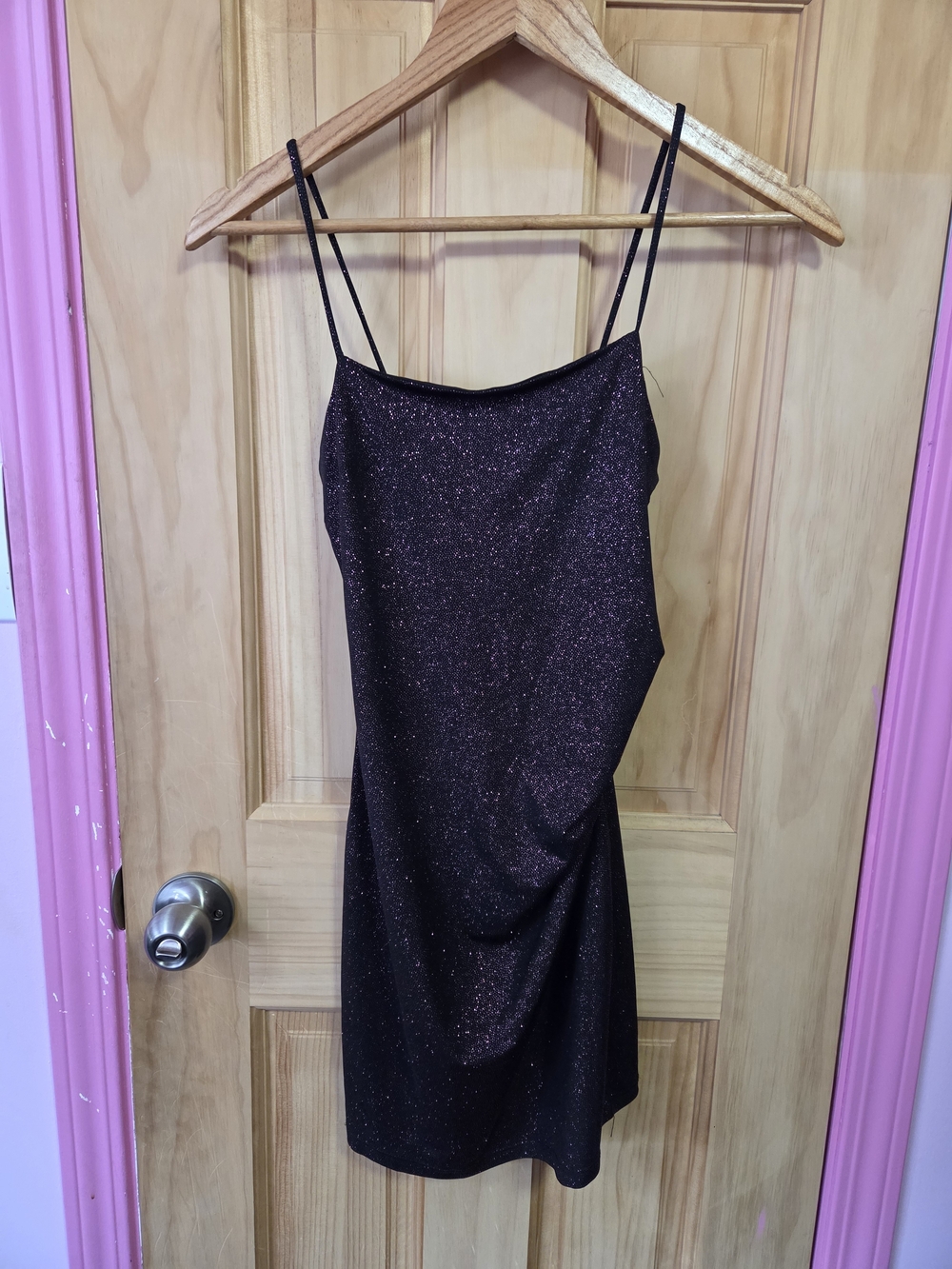 Sparkle Slip Dress - Black/purple Glitter